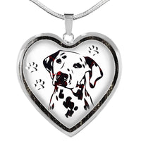 Lovely Dalmatian Dog Print Heart Charm Necklaces-Free Shipping - Deruj.com