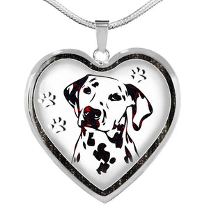 Lovely Dalmatian Dog Print Heart Charm Necklaces-Free Shipping - Deruj.com
