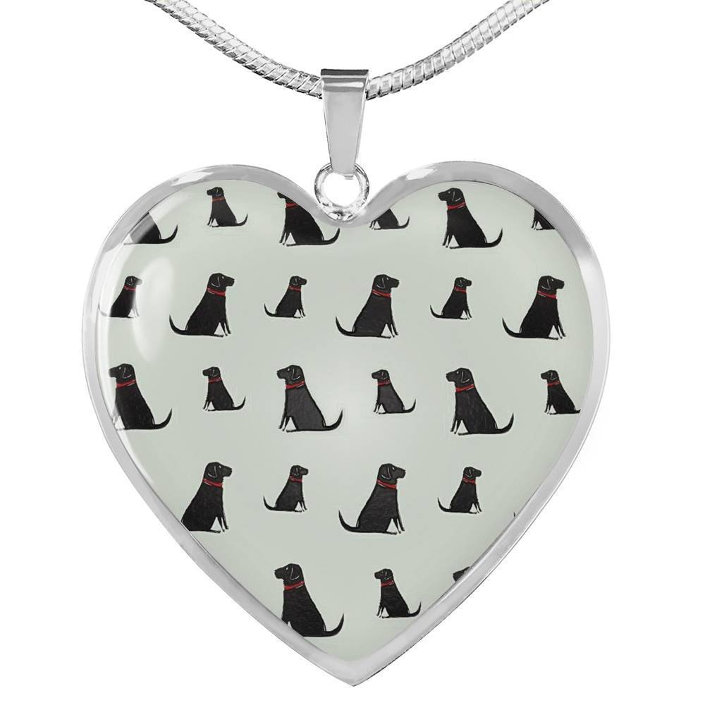 Labrador Retriever Pattern Print Luxury Heart Charm Necklace -Free Shipping - Deruj.com