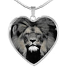 Lion Grey Art Print Heart Charm Necklaces-Free Shipping - Deruj.com