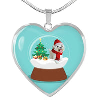 Maltese Dog Print Heart Pendant Christmas Special Luxury Necklace-Free Shipping - Deruj.com