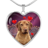 Wirehaired Vizsla Print Heart Pendant Luxury Necklace-Free Shipping - Deruj.com