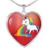 Unicorn Rainbow Print Heart Pendant Luxury Necklace-Free Shipping - Deruj.com