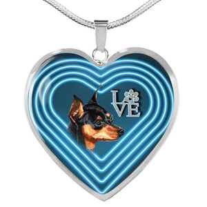 Miniature Pinscher Dog Print Heart Charm Necklaces-Free Shipping - Deruj.com