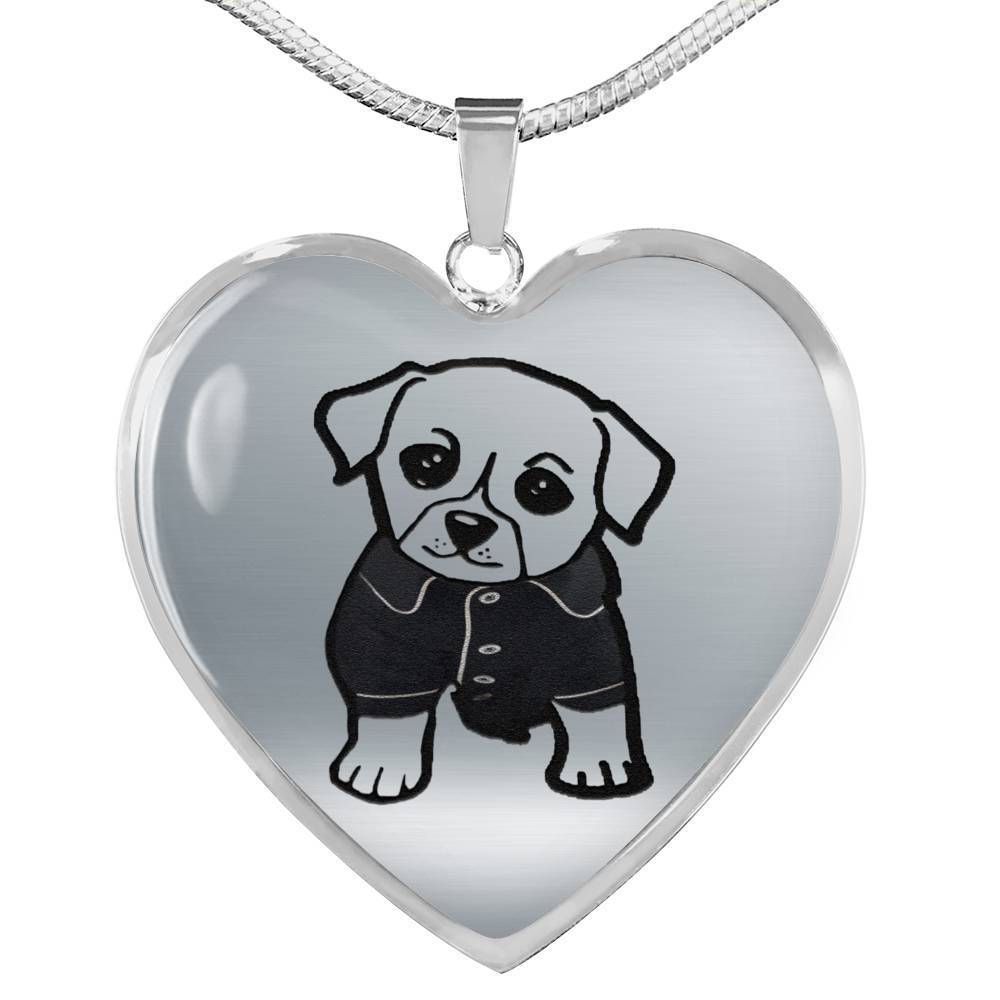 Cute Dog Art Print Heart Pendant Luxury Necklace-Free Shipping - Deruj.com