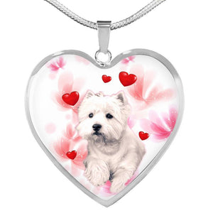 West Highland White Terrier Print Heart Pendant Luxury Necklace-Free Shipping - Deruj.com