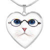 Cute Cat With Glasses Heart Pendant Luxury Necklace-Free Shipping - Deruj.com