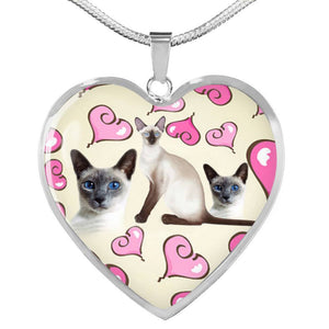 Siamese Cat Print Heart Pendant Luxury Necklace-Free Shipping - Deruj.com