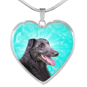 Scottish Deerhound Dog Print Heart Pendant Luxury Necklace-Free Shipping - Deruj.com