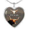 Texas Longhorn Cattle (Cow) Print Heart Pendant Luxury Necklace-Free Shipping - Deruj.com