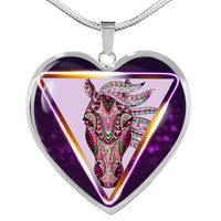 Horse Designer Art Print Heart Charm Necklaces-Free Shipping - Deruj.com