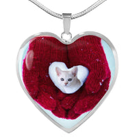 Lovely Burmilla Cat Print Heart Pendant Luxury Necklace-Free Shipping - Deruj.com