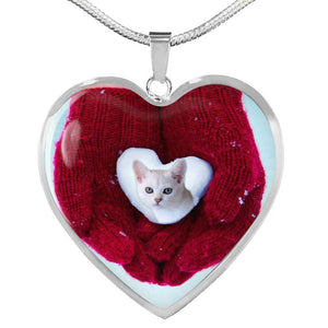 Lovely Burmilla Cat Print Heart Pendant Luxury Necklace-Free Shipping - Deruj.com