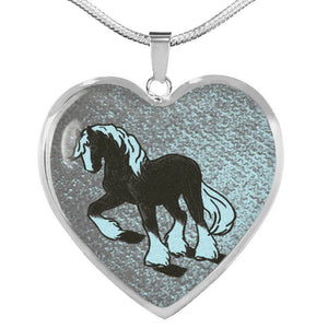 Clydesdale Horse Print Heart Pendant Luxury Necklace-Free Shipping - Deruj.com