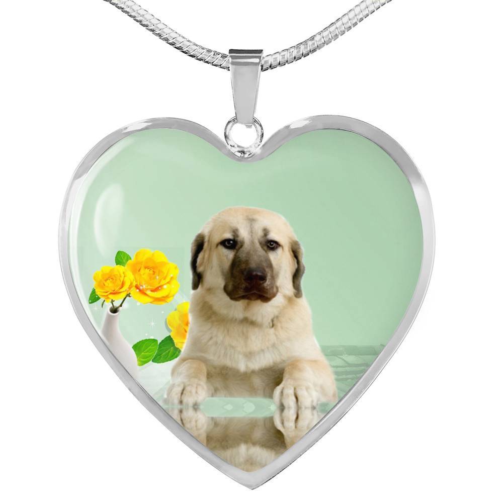 Anatolian Shepherd Dog Print Heart Pendant Luxury Necklace-Free Shipping - Deruj.com