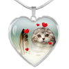 Scottish Fold Print Heart Pendant Luxury Necklace-Free Shipping - Deruj.com