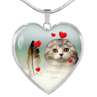 Scottish Fold Print Heart Pendant Luxury Necklace-Free Shipping - Deruj.com