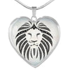 Lion Black&White Art Print Heart Charm Necklaces-Free Shipping - Deruj.com