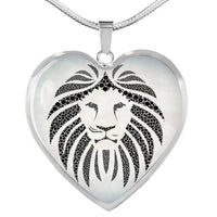 Lion Black&White Art Print Heart Charm Necklaces-Free Shipping - Deruj.com