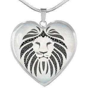 Lion Black&White Art Print Heart Charm Necklaces-Free Shipping - Deruj.com