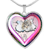 Cute Painted Cat Print Heart Charm Necklaces-Free Shipping - Deruj.com