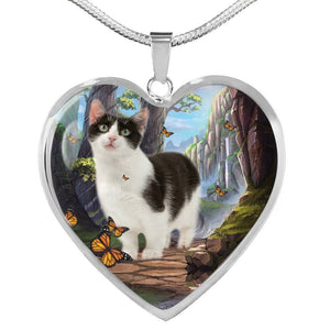 Munchkin Cat Print Heart Pendant Luxury Necklace-Free Shipping - Deruj.com