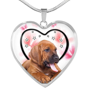 Lovely Bloodhound Print Heart Pendant Luxury Necklace-Free Shipping - Deruj.com