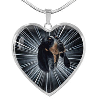 Bluetick Coonhound Dog Print Heart Pendant Luxury Necklace-Free Shipping - Deruj.com