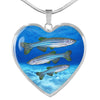 Slender danios Fish Print Heart Pendant Luxury Necklace-Free Shipping - Deruj.com