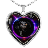 Black Labrador Print Heart Charm Necklaces-Free Shipping - Deruj.com