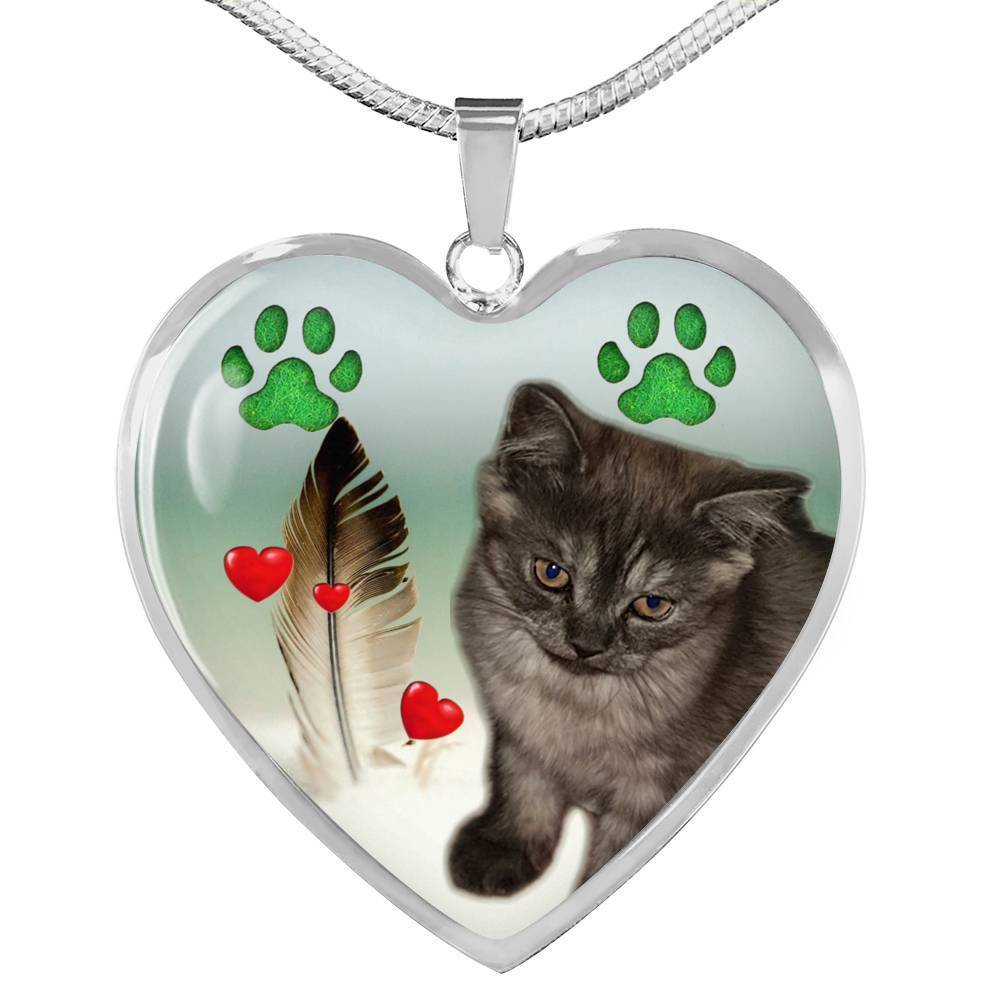 Selkirk Rex Print Heart Pendant Luxury Necklace-Free Shipping - Deruj.com