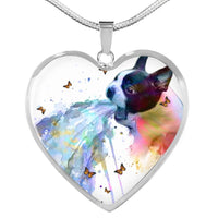 Amazing Colorful Boston Terrier Print Heart Pendant Luxury Necklace-Free Shipping - Deruj.com