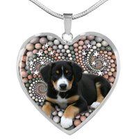 Entlebucher Mountain Dog Print Heart Pendant Luxury Necklace-Free Shipping - Deruj.com