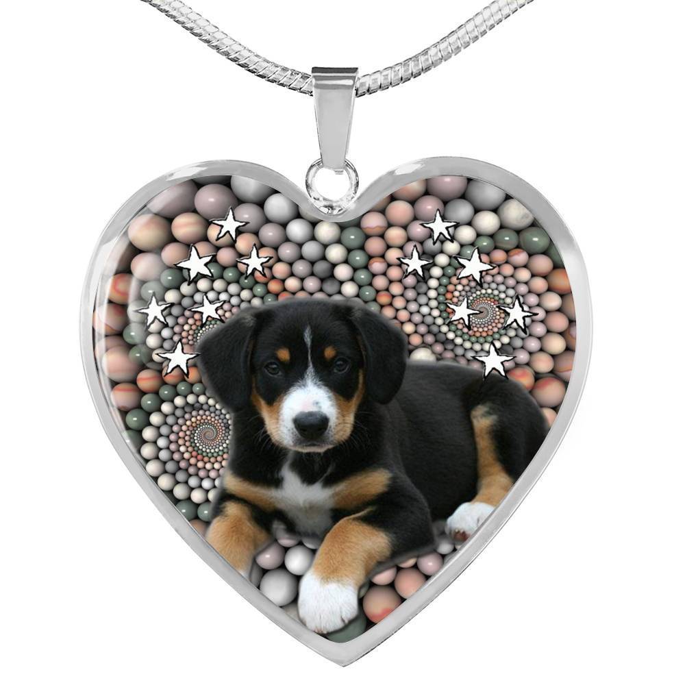 Entlebucher Mountain Dog Print Heart Pendant Luxury Necklace-Free Shipping - Deruj.com