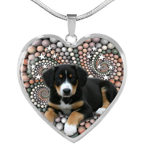 Entlebucher Mountain Dog Print Heart Pendant Luxury Necklace-Free Shipping - Deruj.com