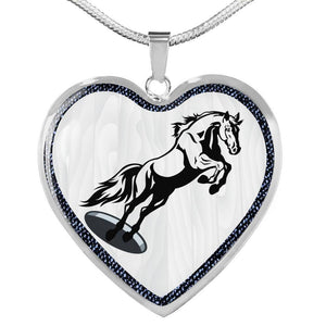 Mustang Horse Art Print Heart Charm Necklaces-Free Shipping - Deruj.com