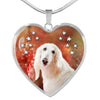 Afghan Hound Print Heart Pendant Luxury Necklace-Free Shipping - Deruj.com