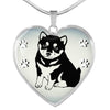 Shiba Inu Dog Print Heart Charm Necklaces-Free Shipping - Deruj.com