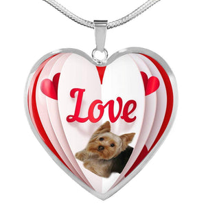 Yorkshire Terrier(Yorkie) Love Print Heart Pendant Luxury Necklace-Free Shipping - Deruj.com