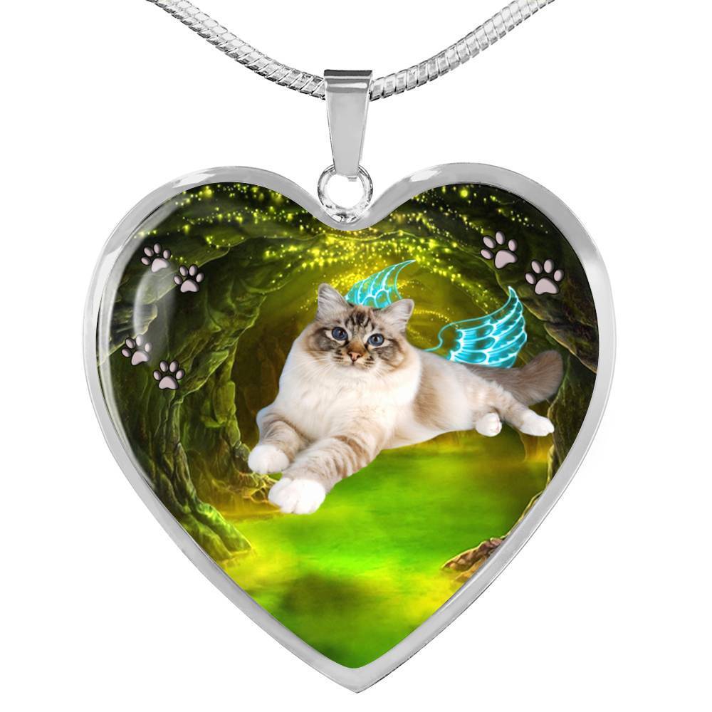 Birman Cat Print Heart Charm Necklaces-Free Shipping - Deruj.com