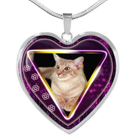 Javanese Cat Print Heart Charm Necklaces-Free Shipping - Deruj.com