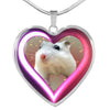 Campbell Dwarf Hamster Print Heart Charm Necklaces-Free Shipping - Deruj.com