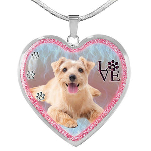 Norfolk Terrier Dog Print Heart Charm Necklaces-Free Shipping - Deruj.com