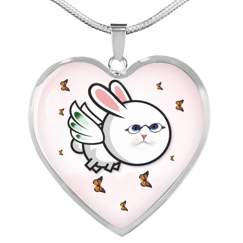 Flying Cat Print Heart Pendant Luxury Necklace-Free Shipping - Deruj.com