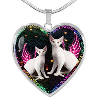 Devon Rex Cat Print Heart Charm Necklaces-Free Shipping - Deruj.com