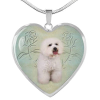 Bichon Frise Dog Heart Pendant Luxury Necklace-Free Shipping - Deruj.com