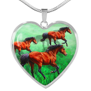 Arabian Horse Art Print Heart Charm Necklaces-Free Shipping - Deruj.com