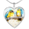 Blue And Yellow Macaw Parrot Art Print Heart Charm Necklaces-Free Shipping - Deruj.com