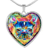 Colorful French Bulldog Print Heart Charm Necklaces-Free Shipping - Deruj.com