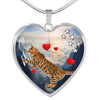 California Spangled Cat Print Heart Pendant Luxury Necklace-Free Shipping - Deruj.com